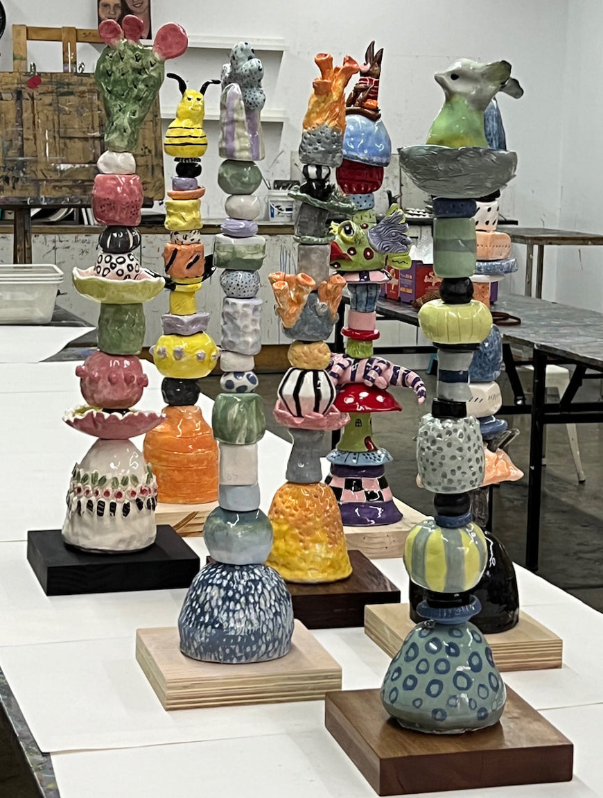 Ceramic Totems with guest artist in residence Lisa Holzl from @bakehousestudios